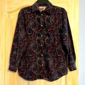 Vintage Capacity Corduroy Paisley Button Down Shirt. M